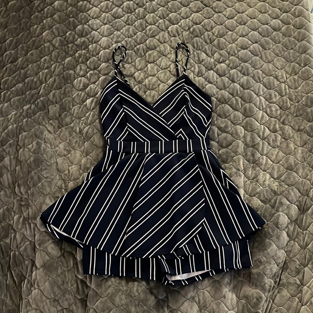 Blue Striped Skort Dress